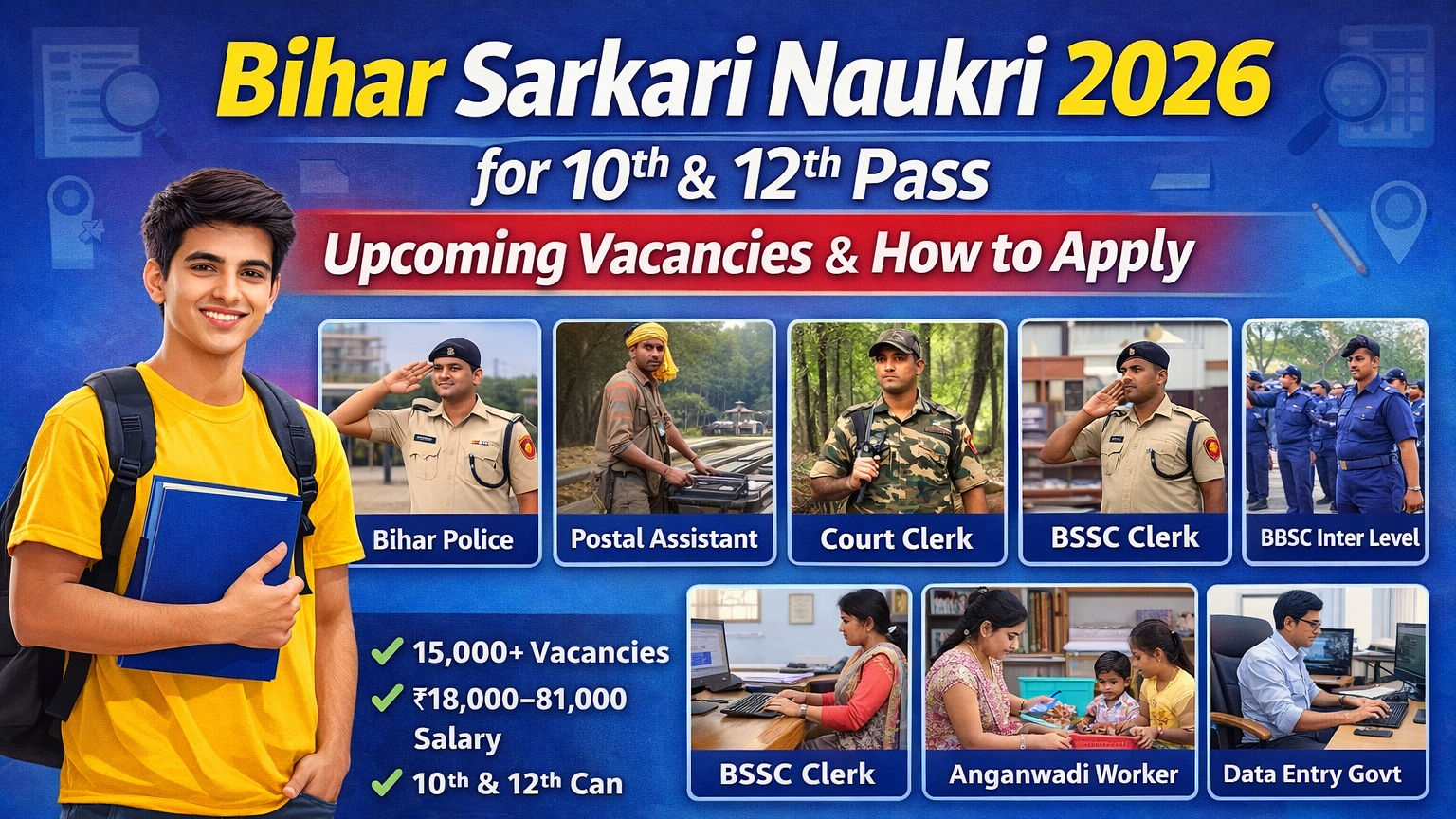 Bihar Sarkari Naukri 2026 for 10th and 12th Pass: Upcoming Vacancies and How to Apply