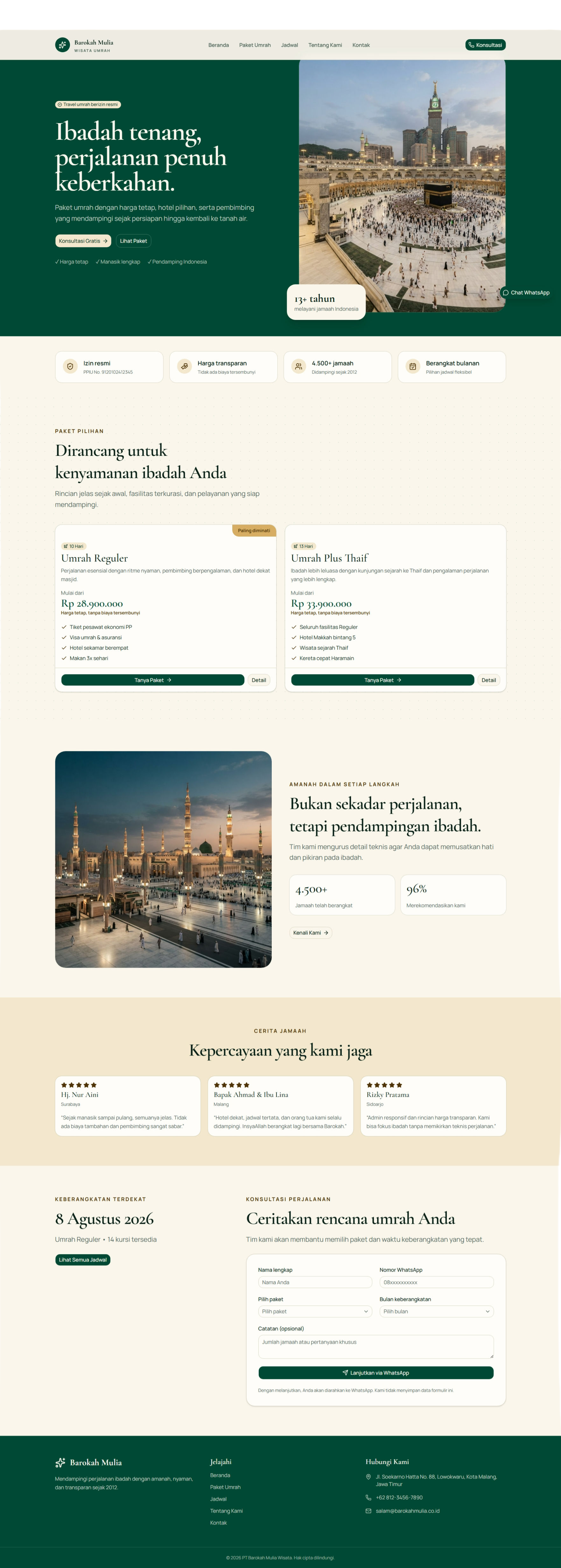 Screenshot of Barokah Mulia corporate website