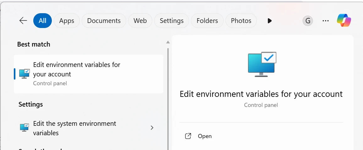 img3 Edit environment variables preview in start menu