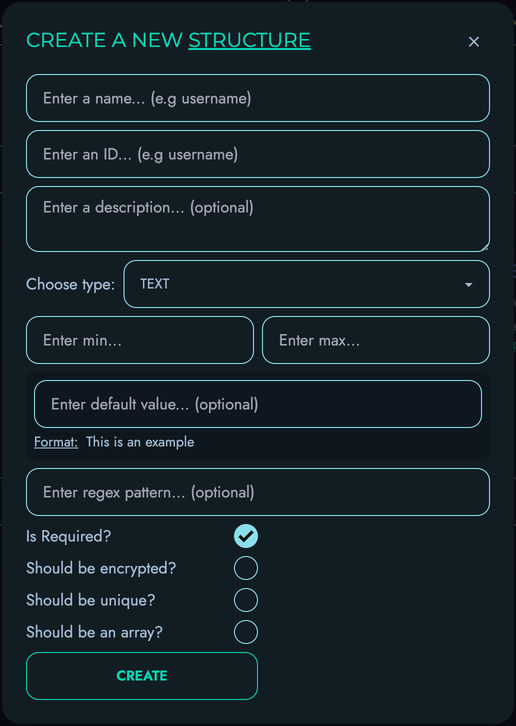 Create Structure Modal