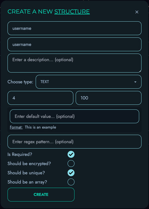 Create Username Structure