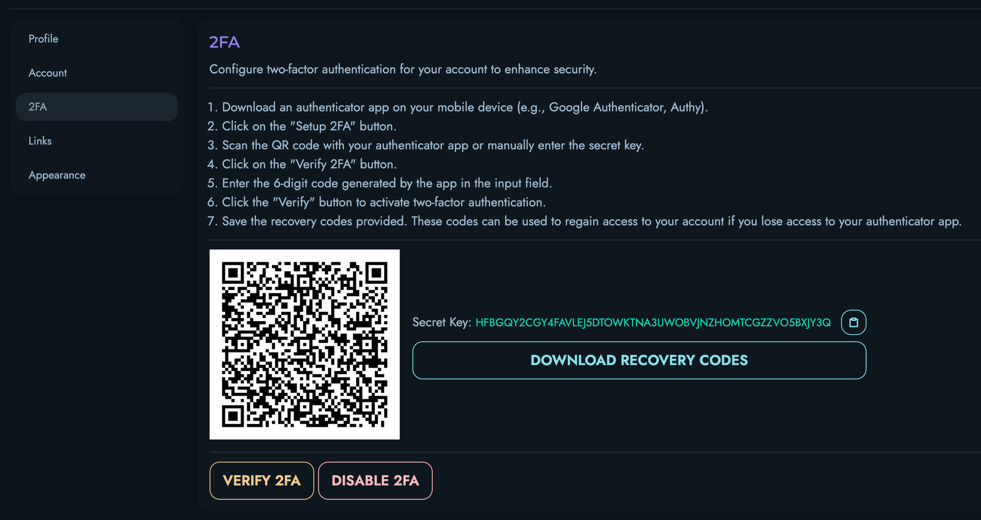 2FA Settings