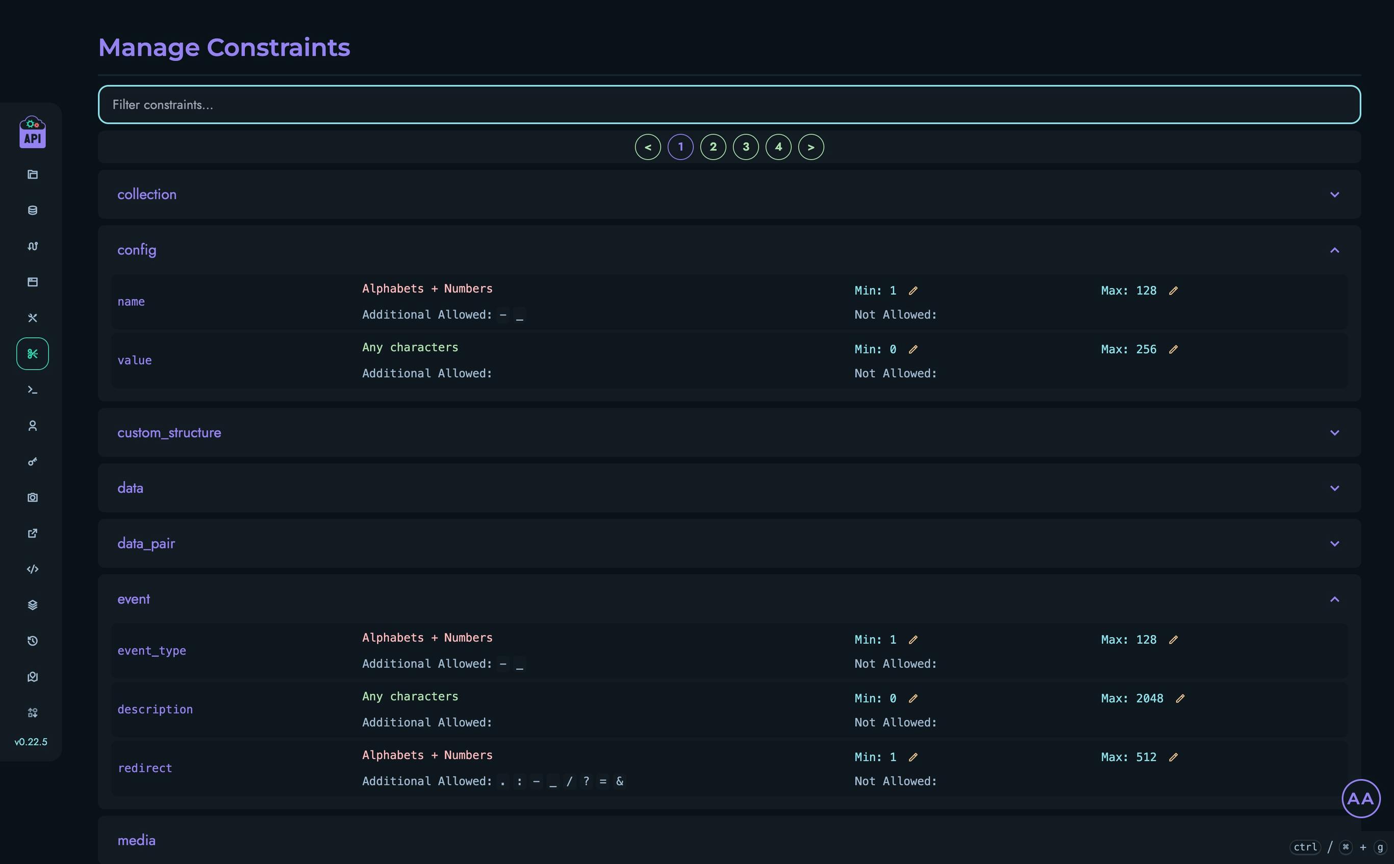 Constraints Page