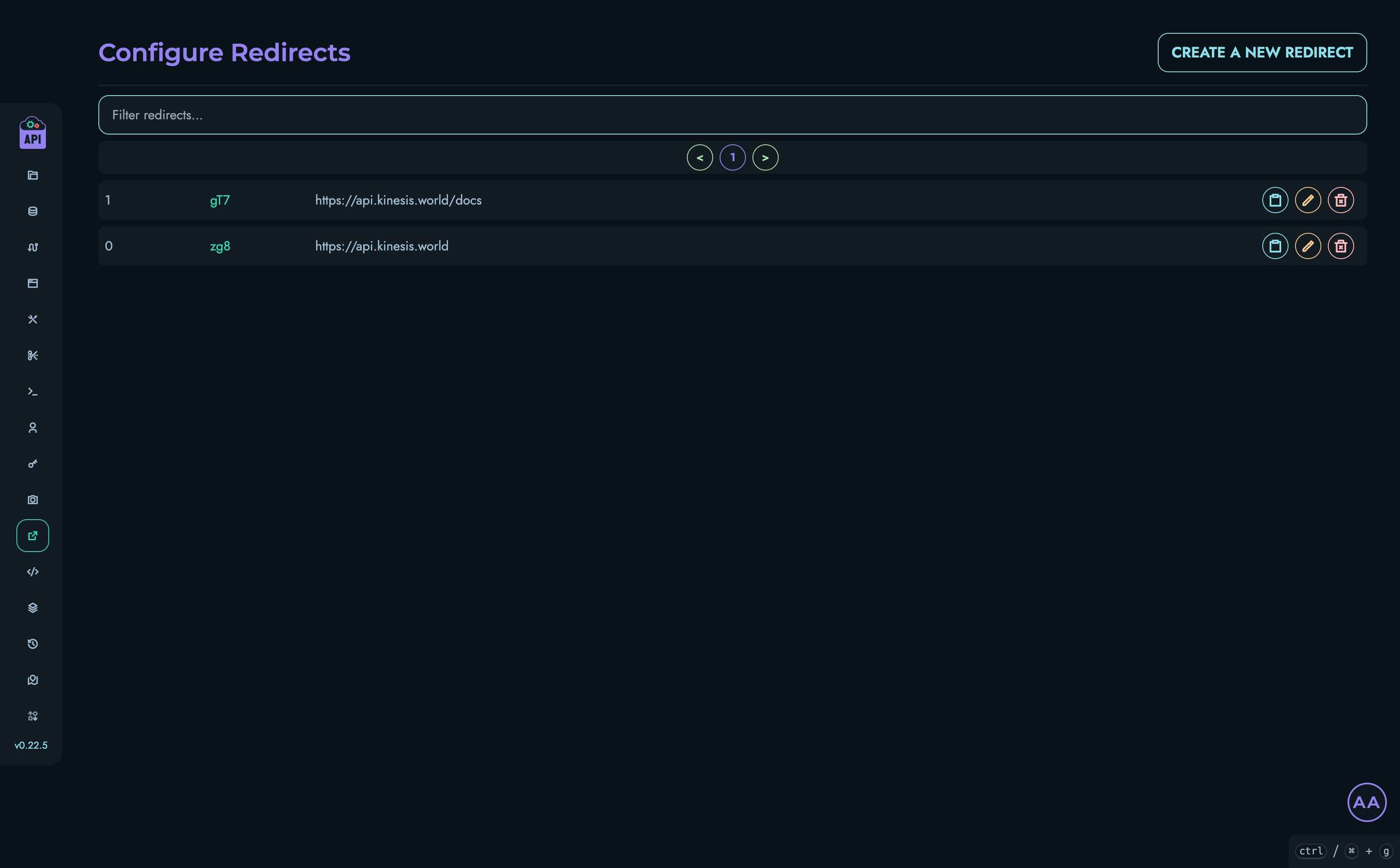 Redirects Page
