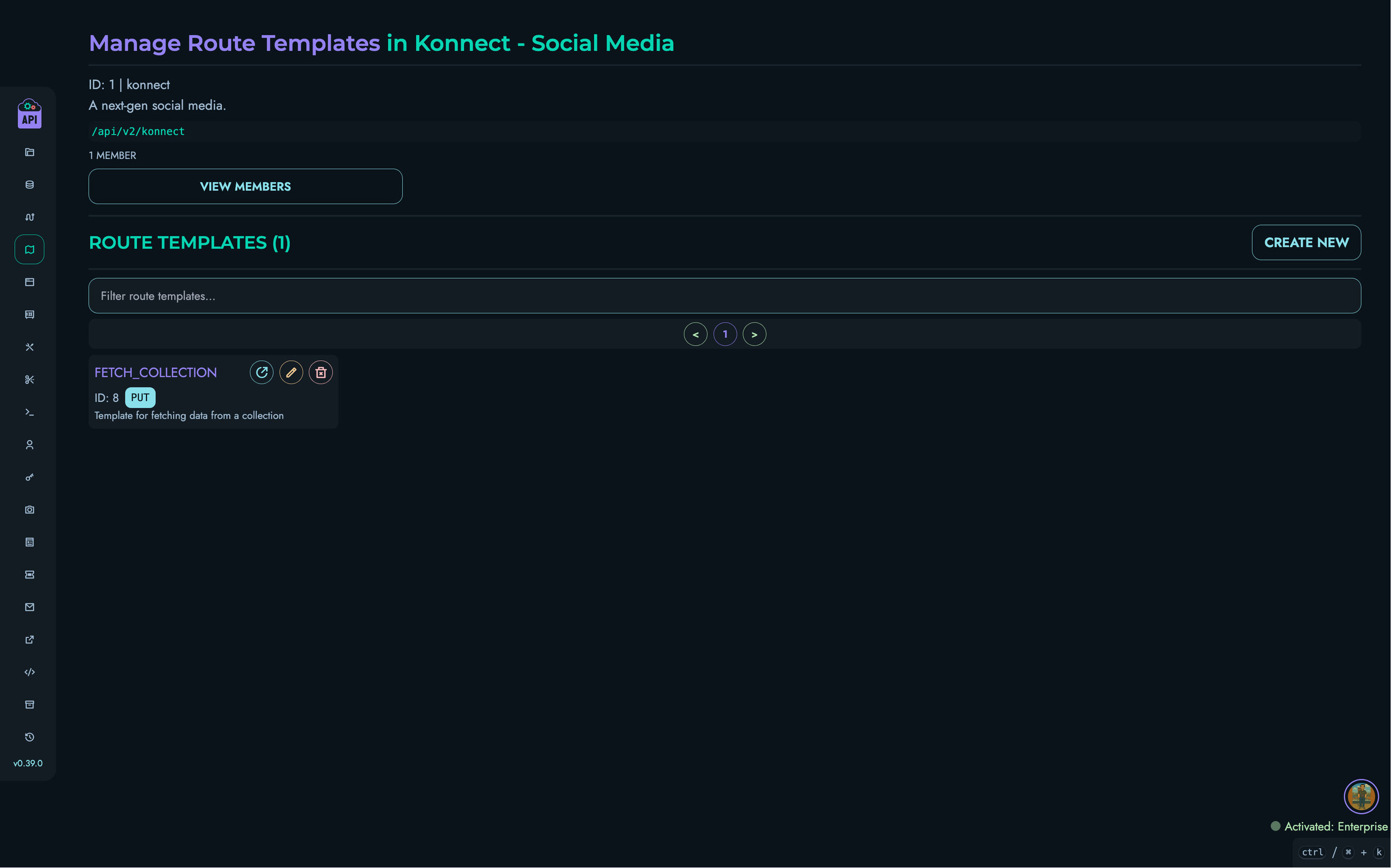 Route Templates Page