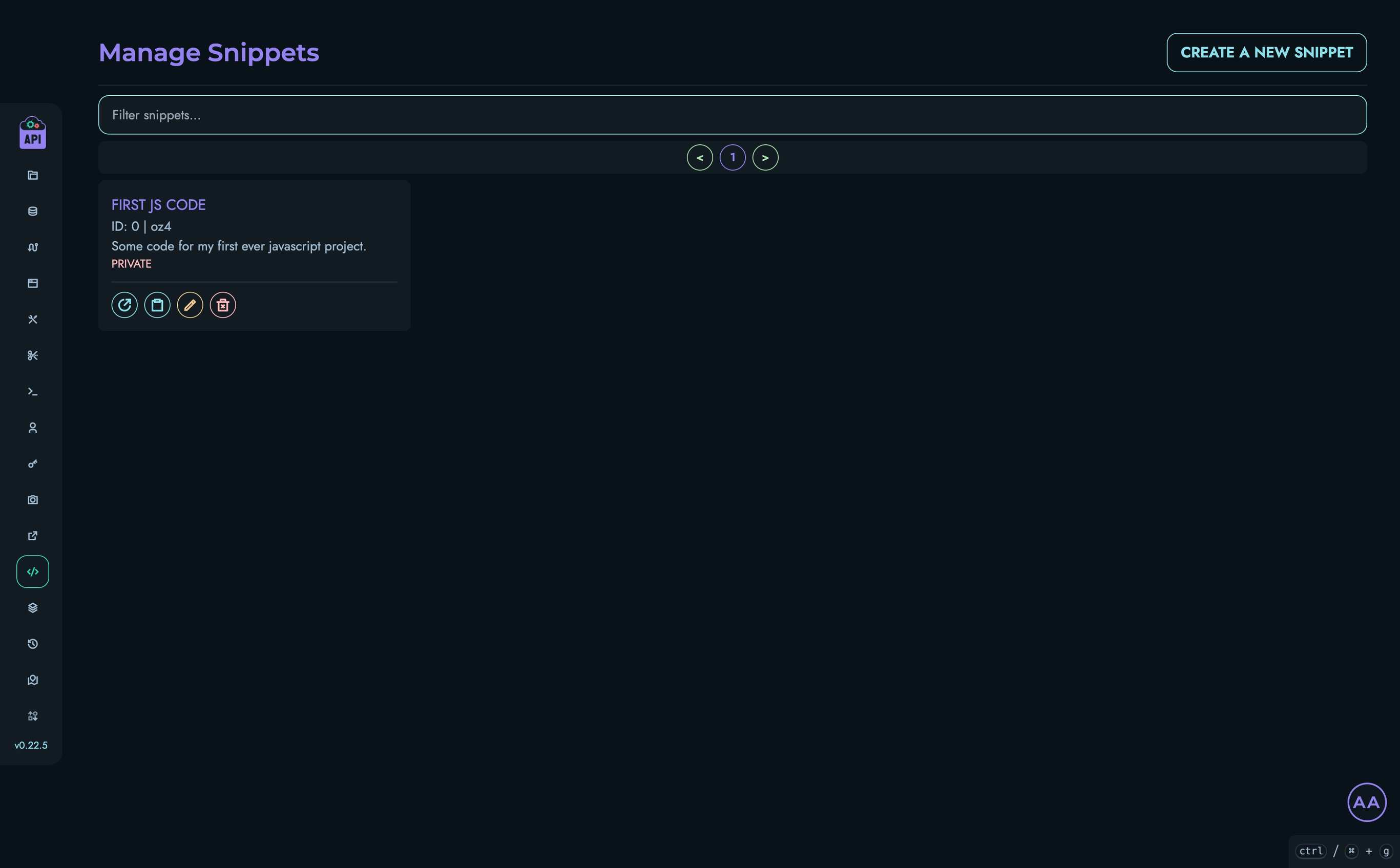 Snippets Page
