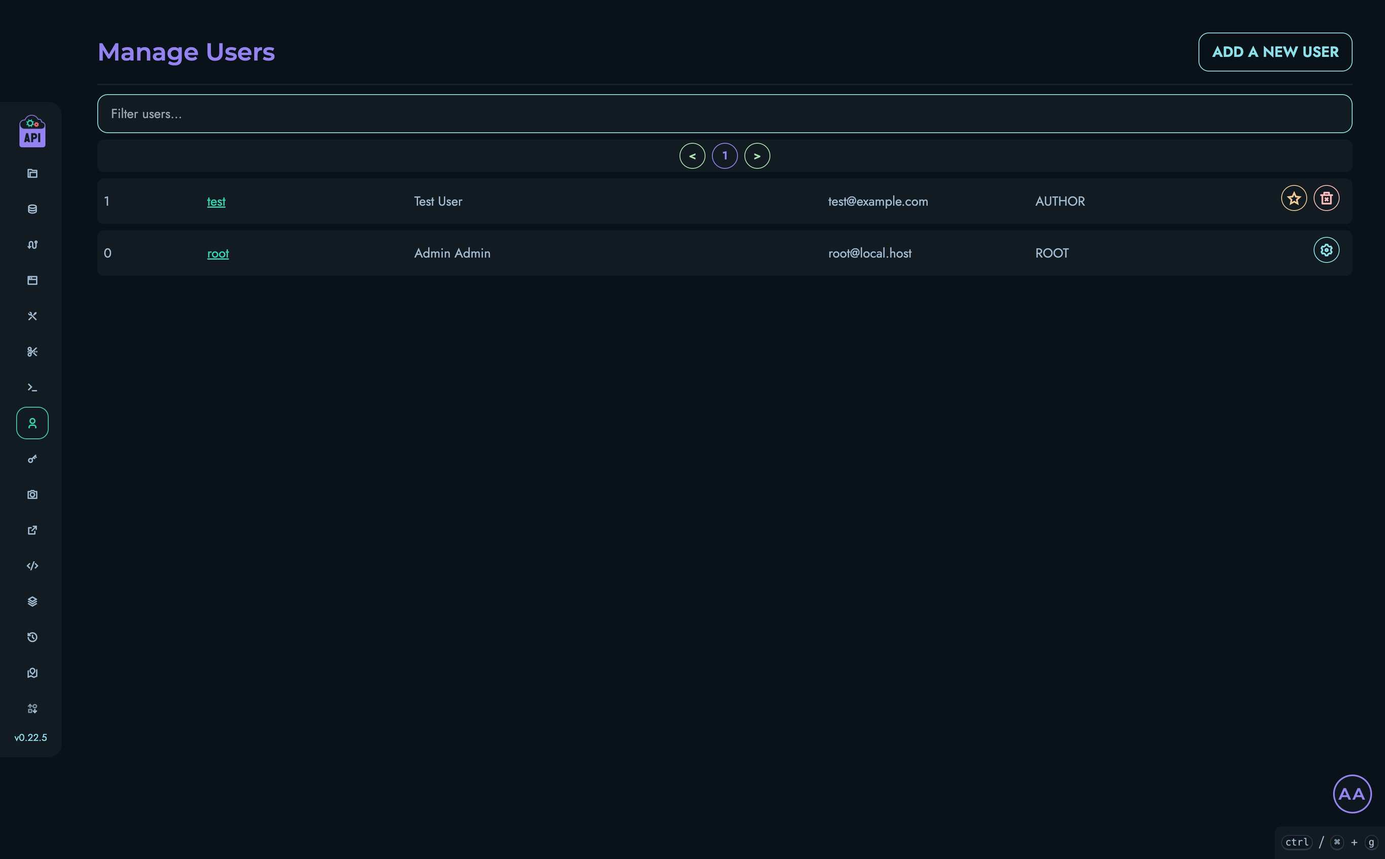 Users Management Page