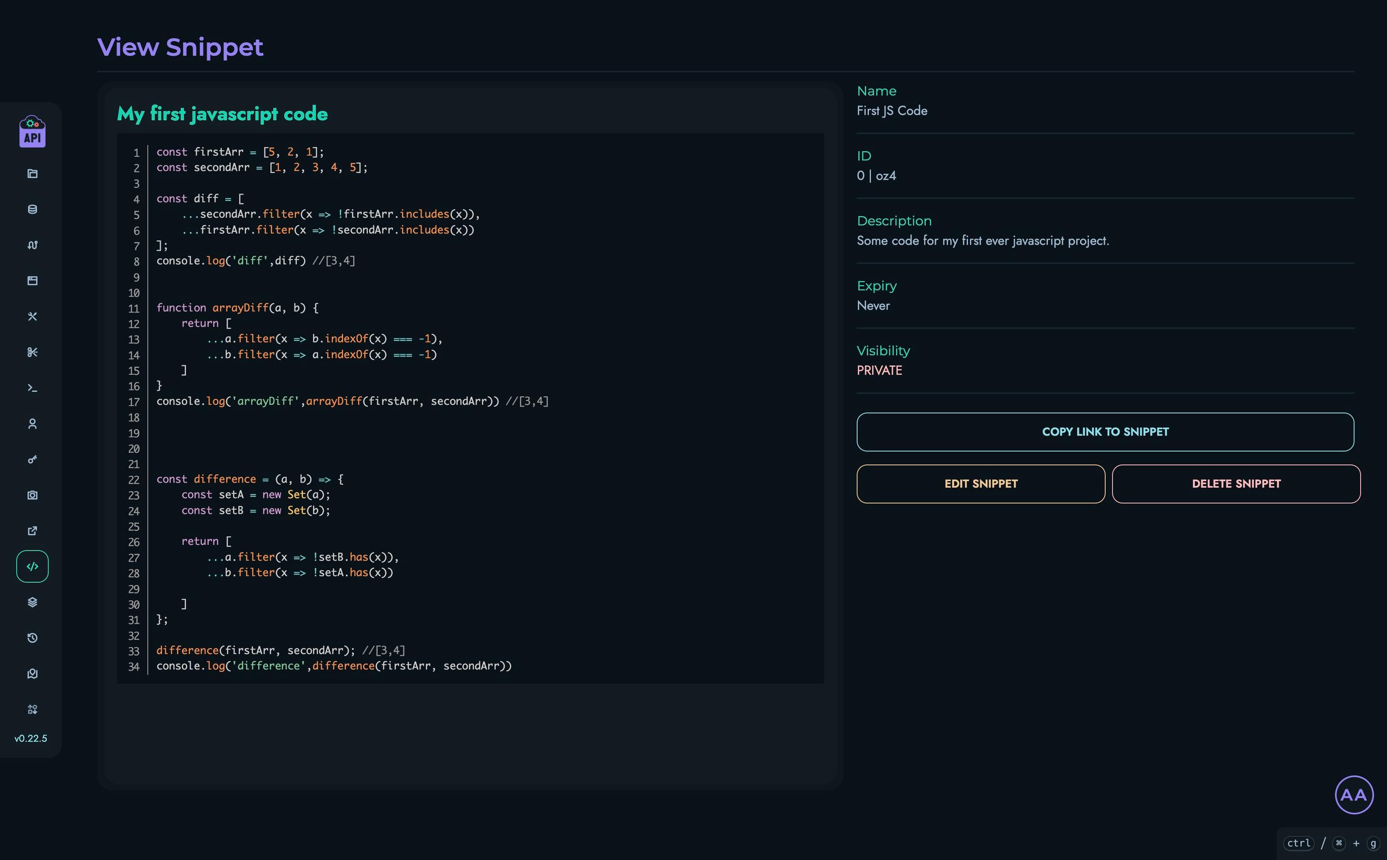 View Snippet Page
