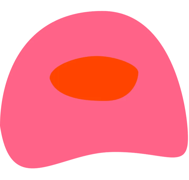 Abstrakte Illustration von 3 roten Kreisen innerhalb einer pinken Fläche