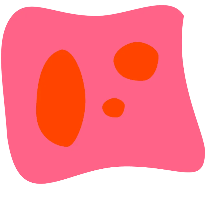 Abstrakte Illustration von 3 roten Kreisen innerhalb einer pinken Fläche