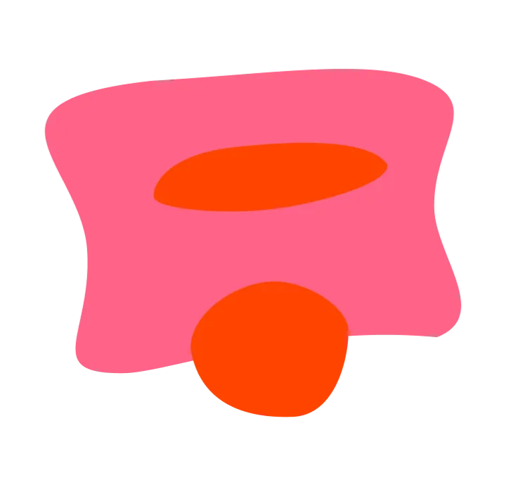 Abstrakte Illustration von 3 roten Kreisen innerhalb einer pinken Fläche