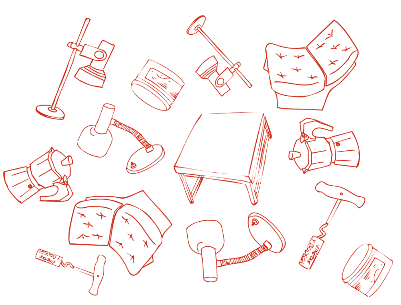 Illustration of office lamps and tables at KOTEKA Leipzig