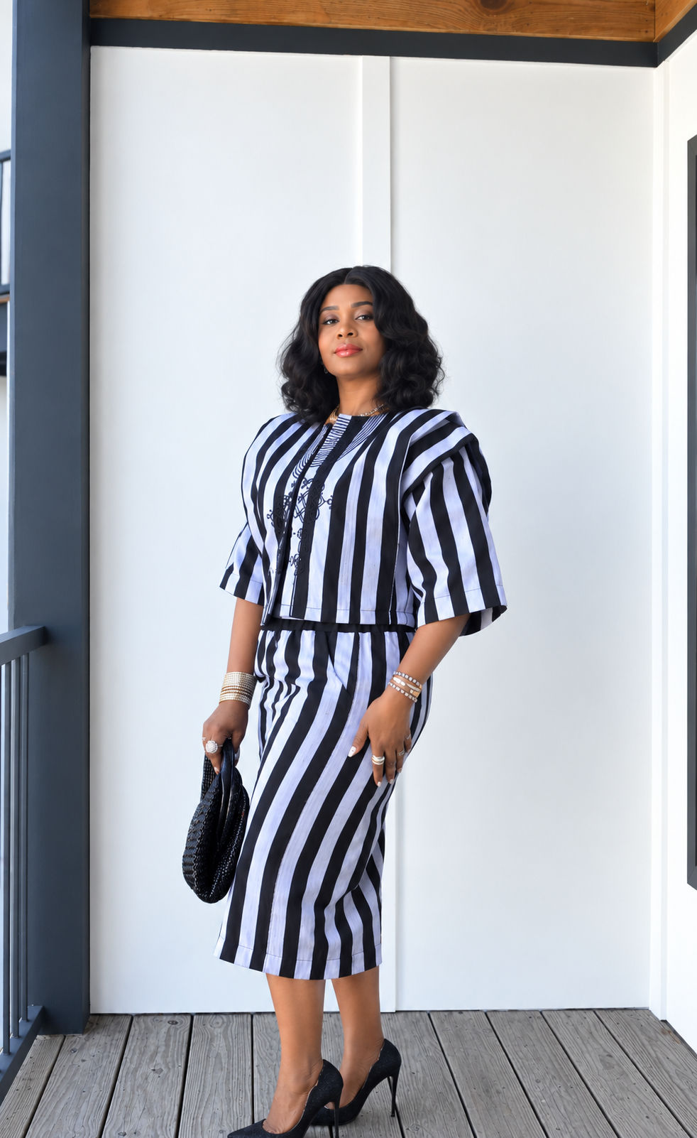 African Hand-woven Aso-Oke Two Piece set  — alternate view