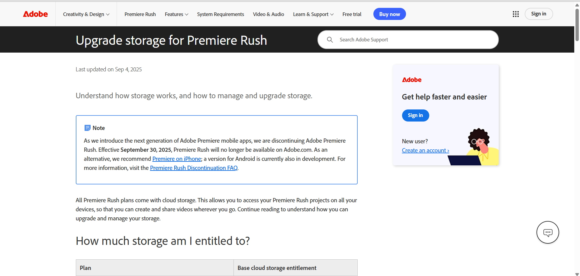 Adobe Premiere Rush interface - cloud-based video editor for YouTube