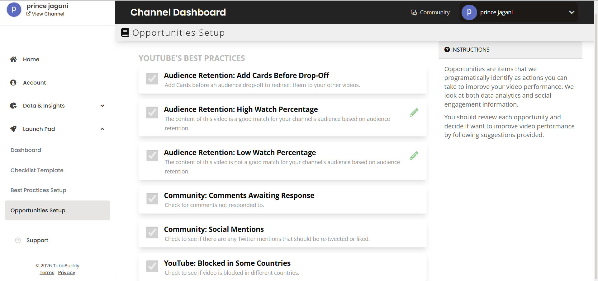 VidIQ Dashboard Features