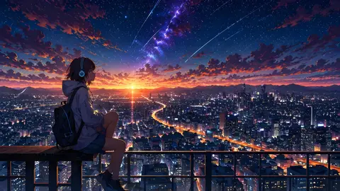 Cosmic Lullaby Over Concrete Jungles wallpaper