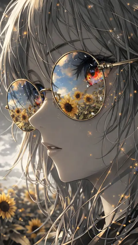 Sunflower Reflections In Her Glass wallpaper