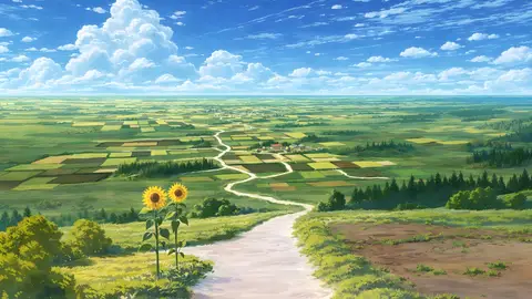 A Peaceful Rural Landscape Under Blue Skies wallpaper