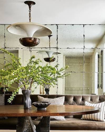 Antique mirror dining wall