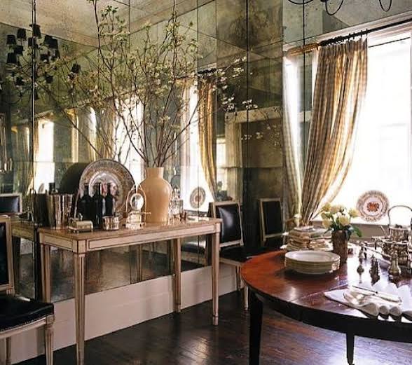 Antique mirror dining wall