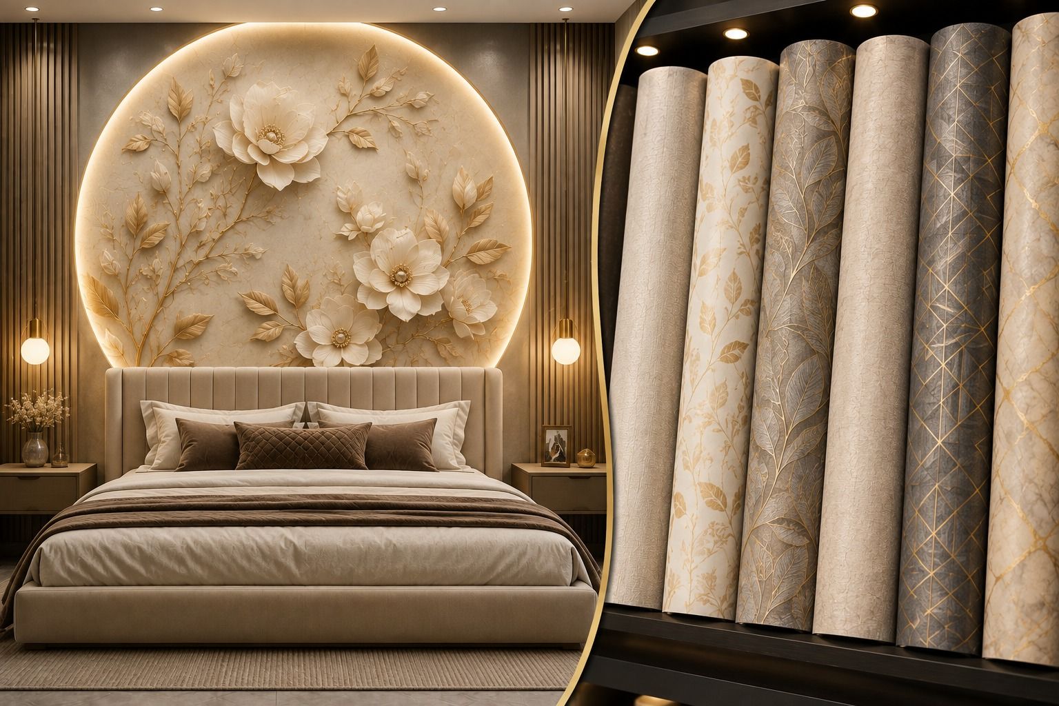 Luxury Floral Bedroom Wallpaper Design design — Interior Adda Jaipur
