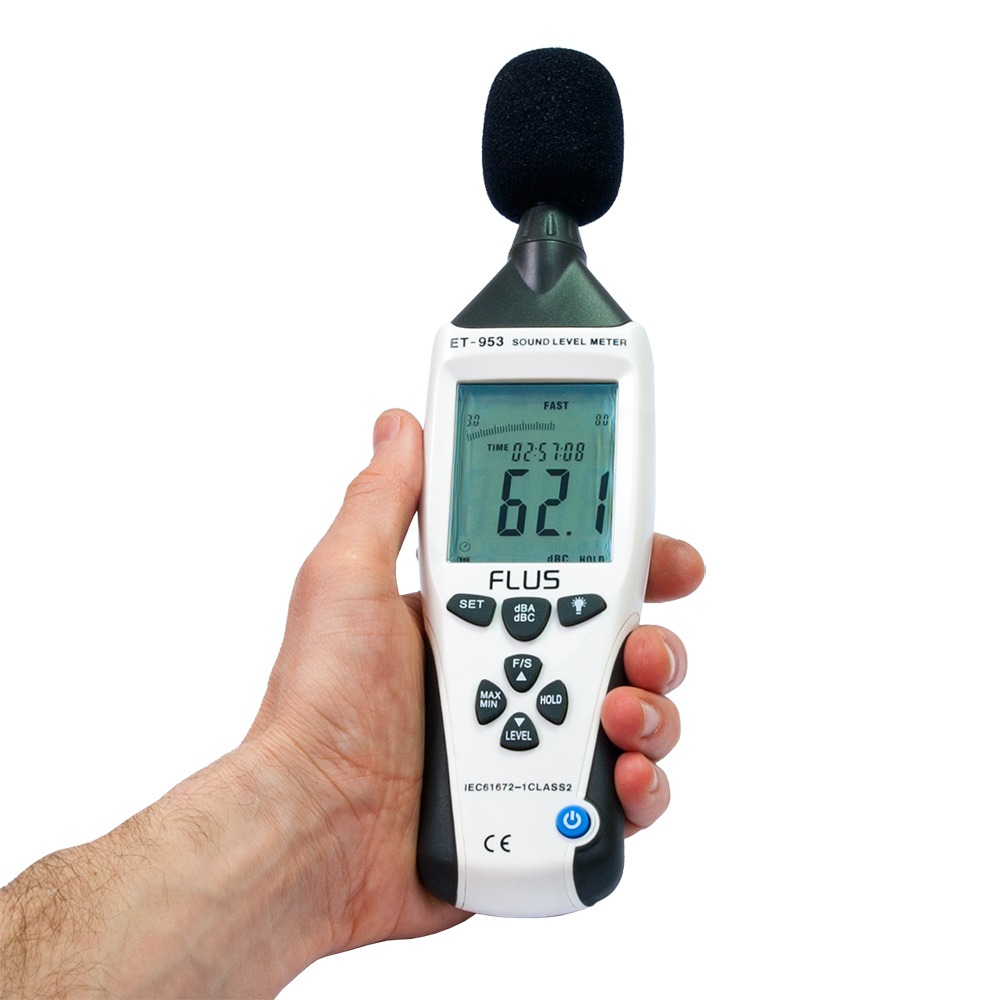 Шумомір з годинником ET-953 (dBA, dBC, 30...130 дБ, ±1.4 дБ, 32...8000 Гц)