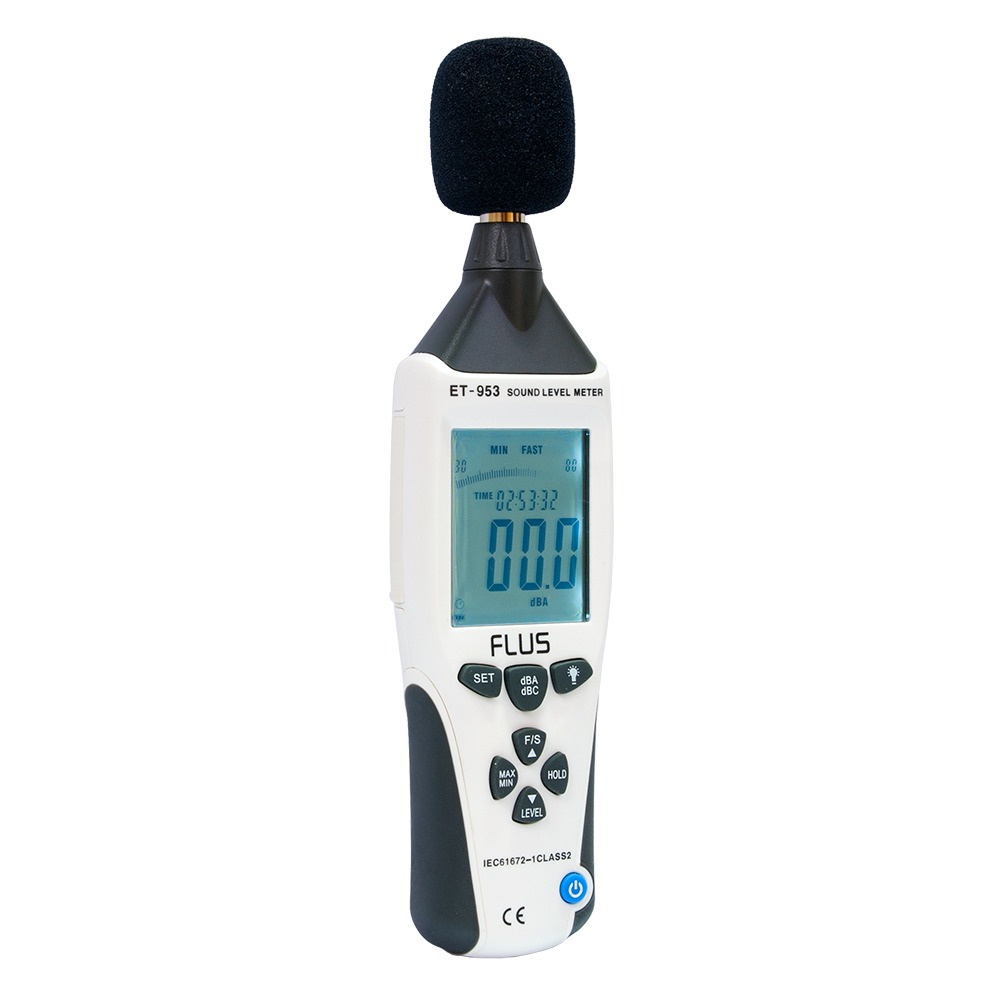 Шумомір з годинником ET-953 (dBA, dBC, 30...130 дБ, ±1.4 дБ, 32...8000 Гц)