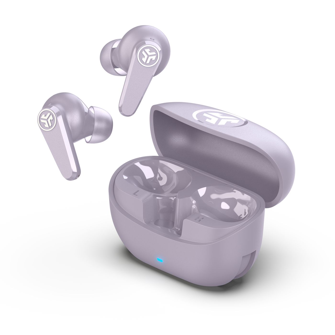 JLab Go Pods ANC у бузковому кольорі з зарядним кейсом