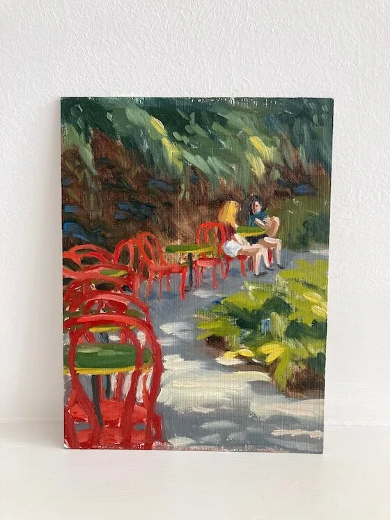Red Chairs at Hollyhock Cafe