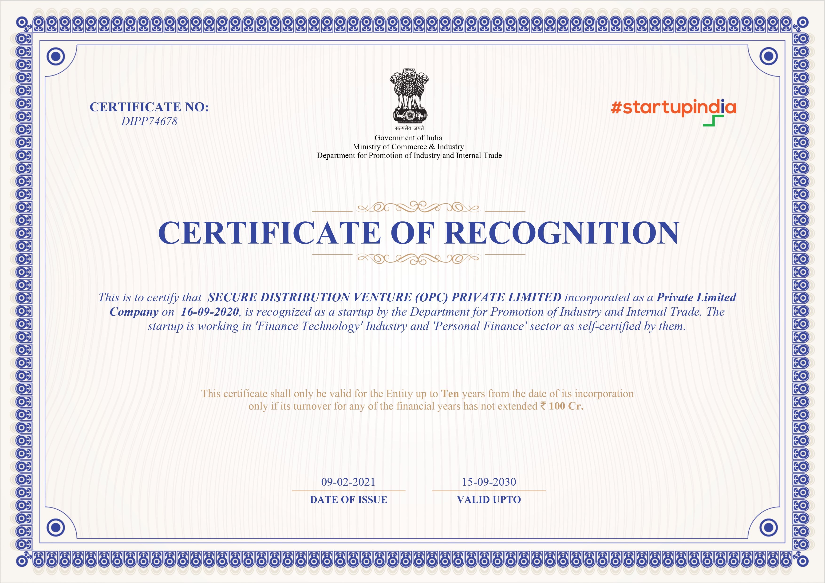 Company Registration Certificate