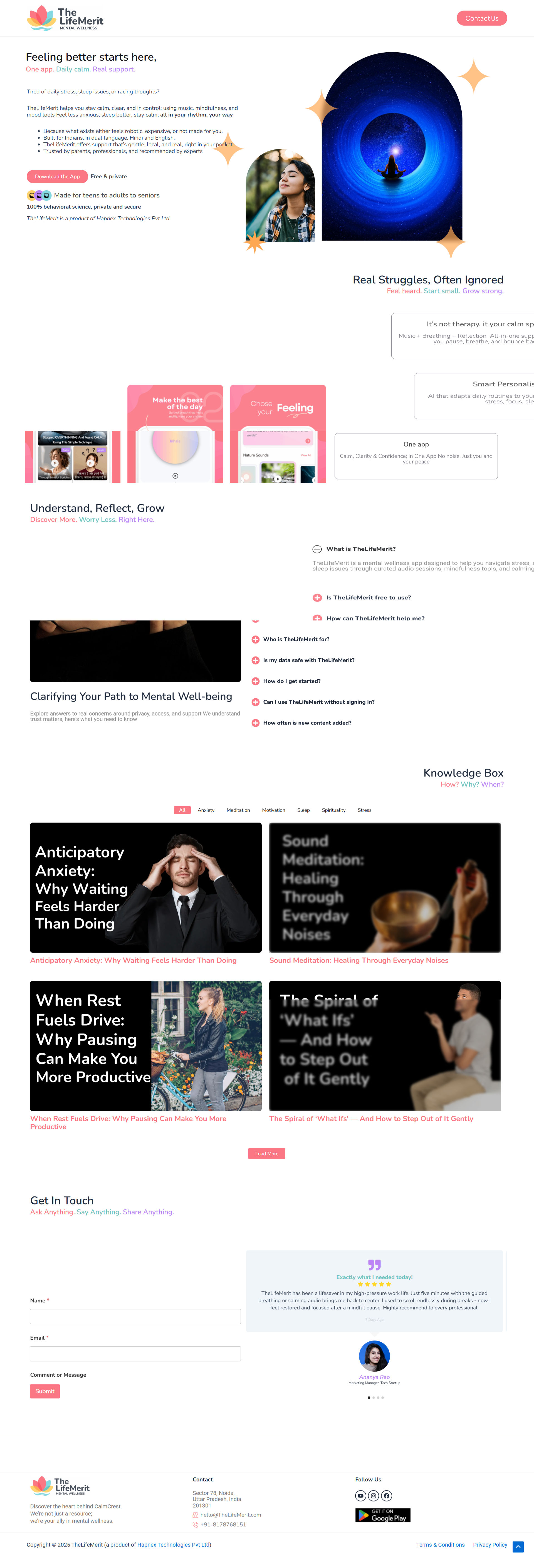TheLifeMerit Landing Page
