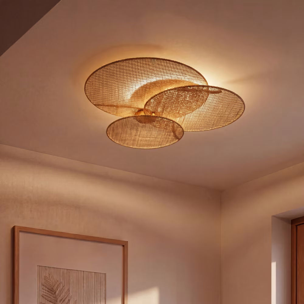 Tanami - Plafonnier rotin brun ø55cm, Maisons du Monde