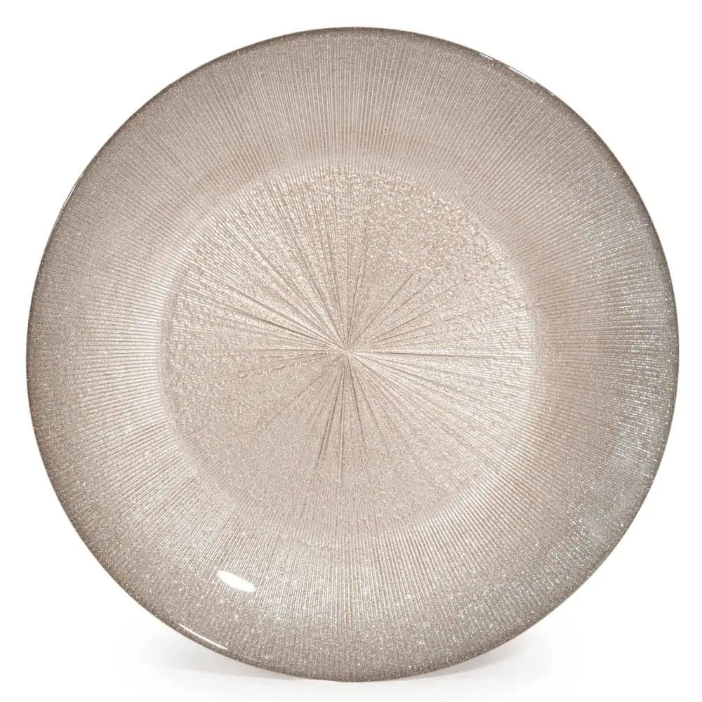 Assiette plate en verre beige doré, Glitter