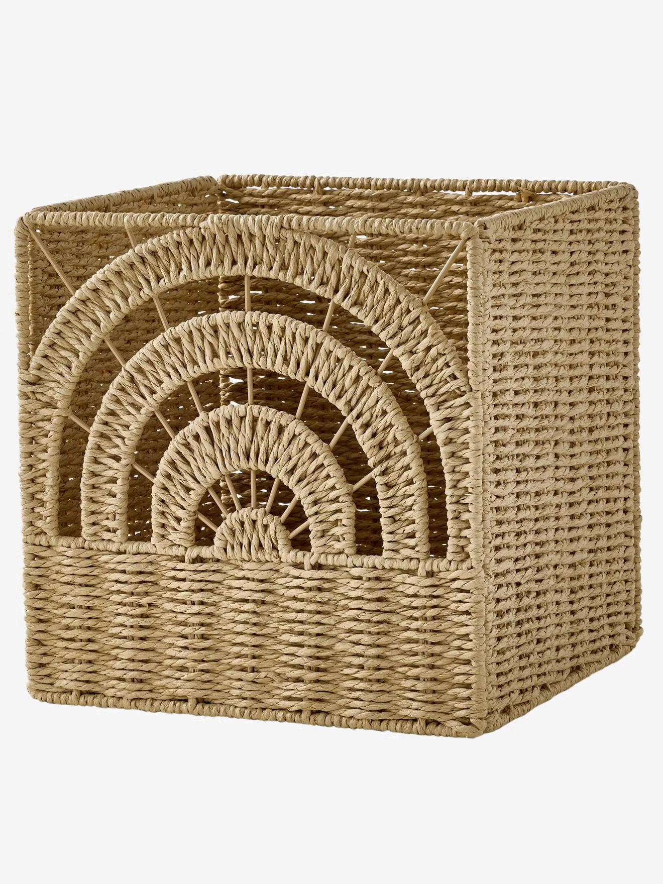 Bac de rangement pliable arc-en-ciel en corde de papier beige