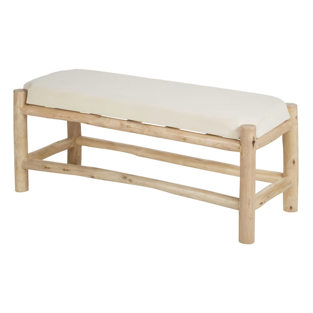 Banc en bois d'eucalyptus et coton blanc, Melilla