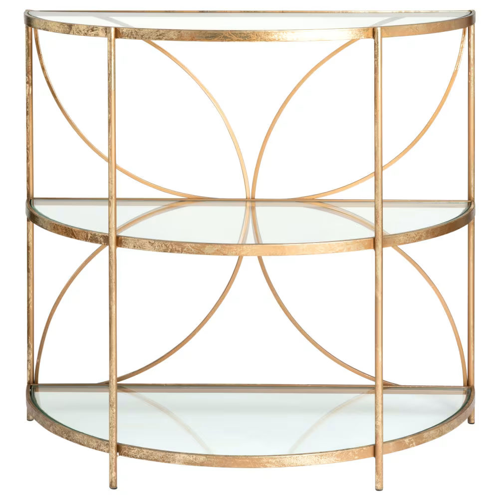 Table d'appoint demi-lune en métal doré et verre Halong - Maisons du Monde