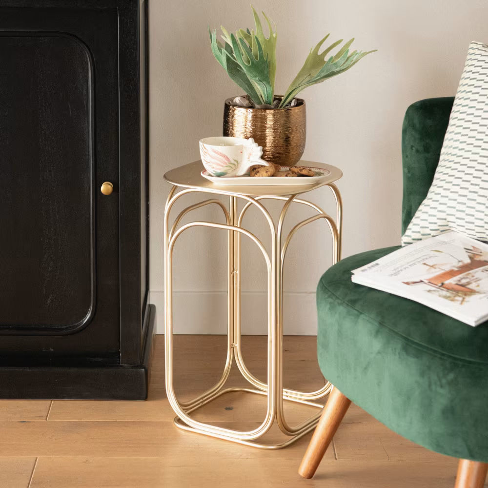 Table d'appoint en métal coloris laiton doré Livo - Maisons du Monde