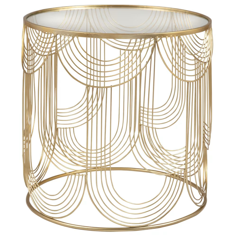 Bout de canapé en verre trempé et métal filaire doré Aura - Maisons du Monde