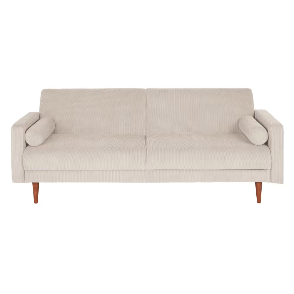 Canapé convertible 2-3 places velours côtelé beige