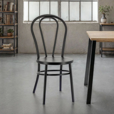 Chaise bistrot vintage en métal noir Madina