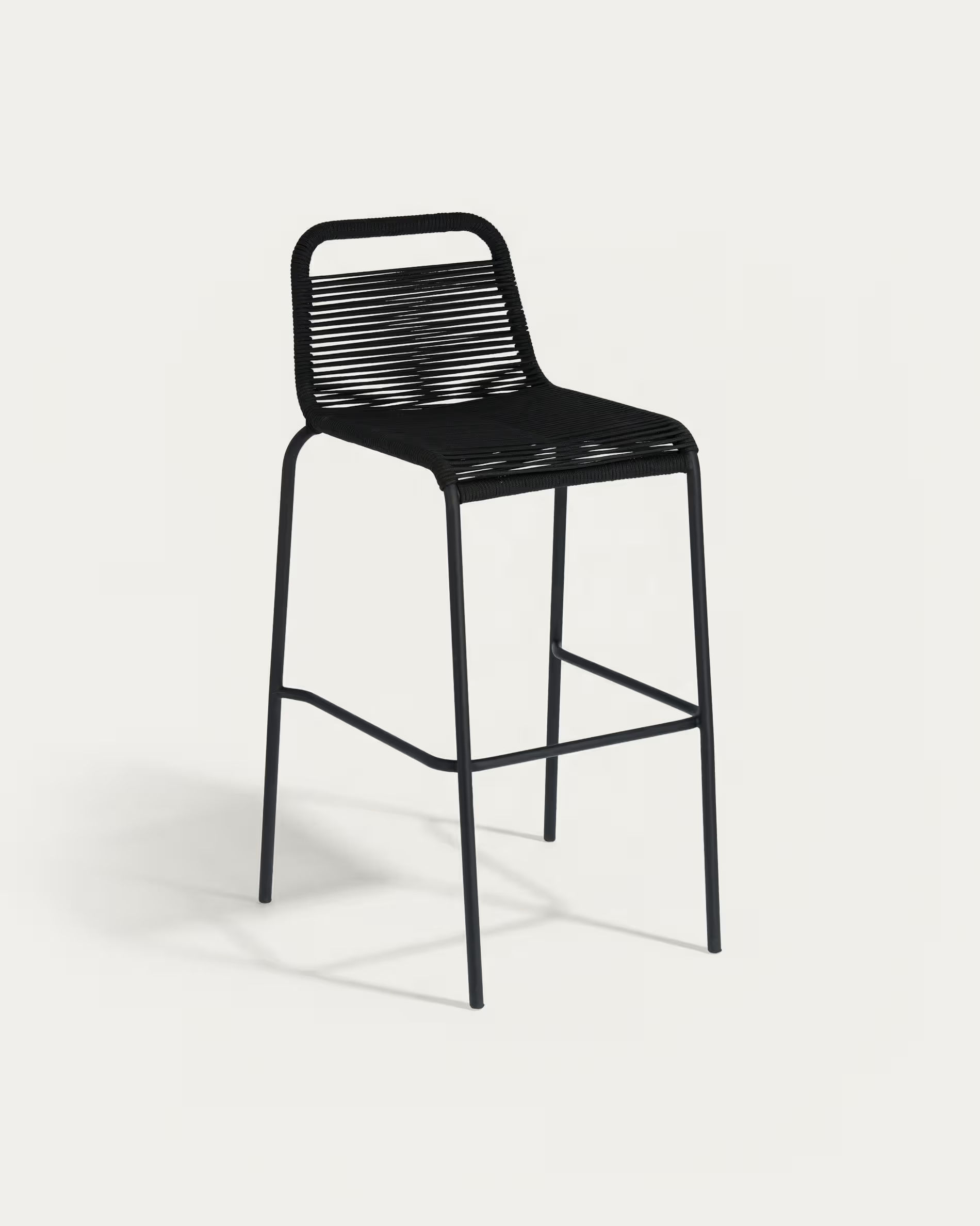 Tabouret Lambton en corde noire et acier