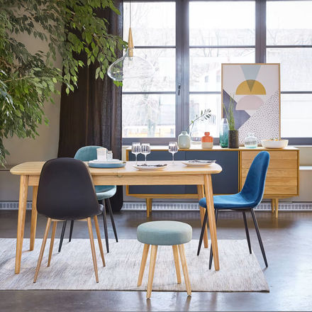 Chaise en velours bleu céladon Mira