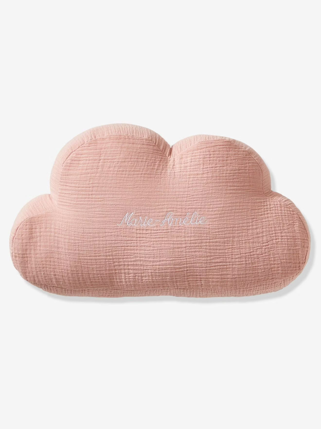 Coussin nuage en gaze de coton personnalisable, rose poudré