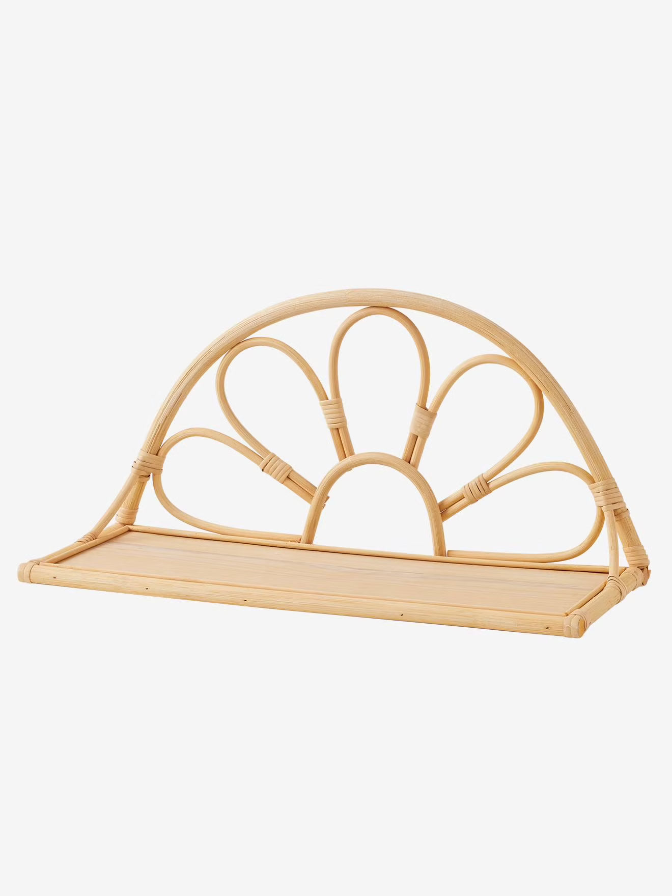 Étagère fleur en rotin et bois