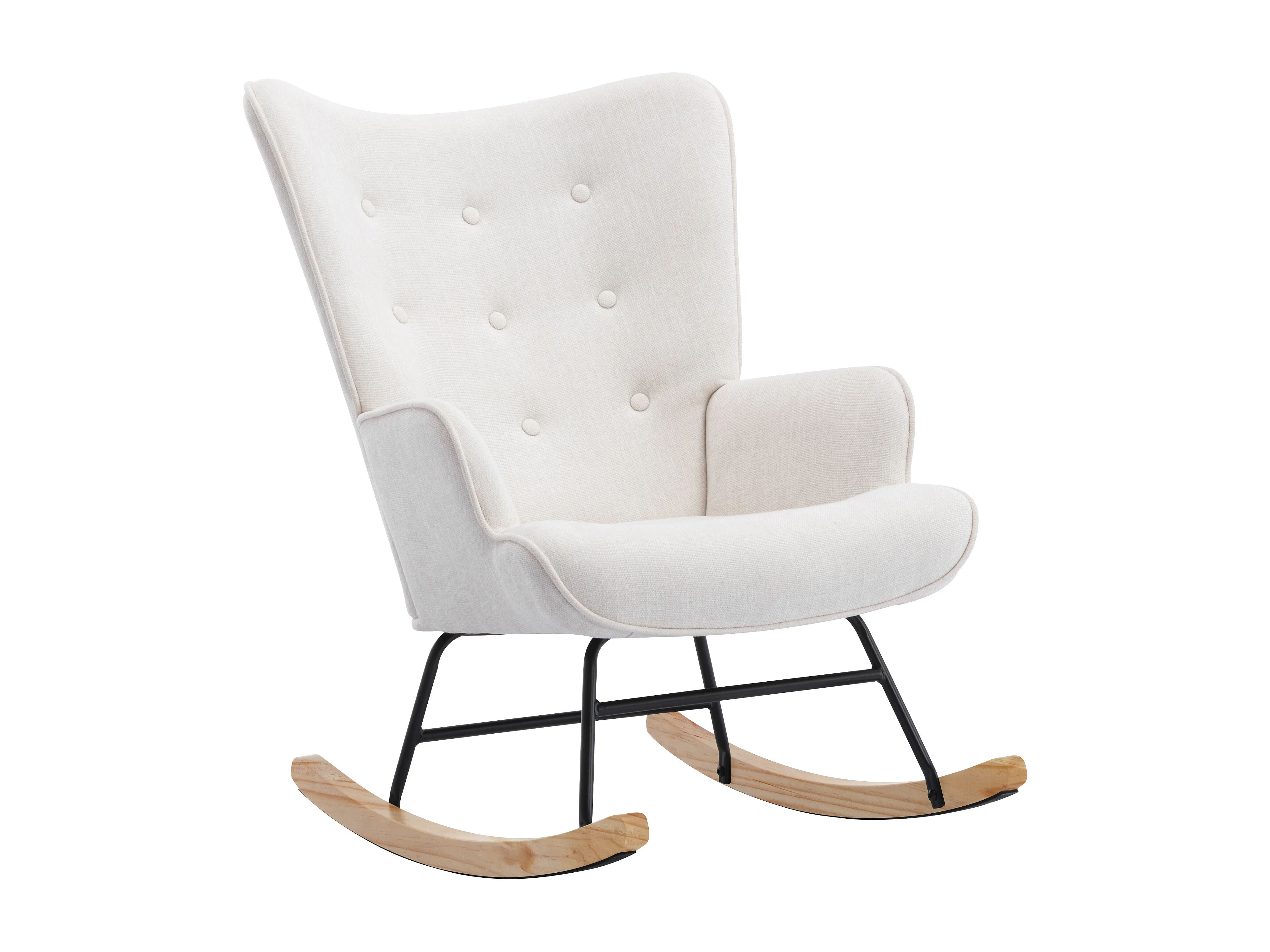 Fauteuil à bascule en tissu chiné beige, Elmina II