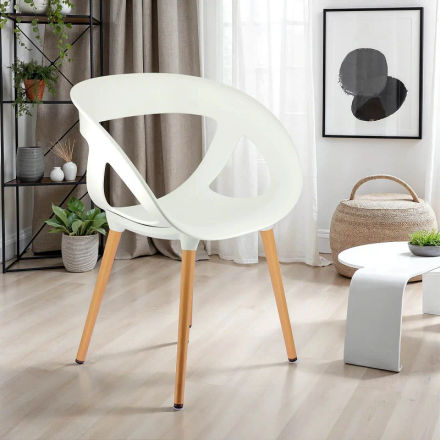 Fauteuil design italien pieds bois Moema