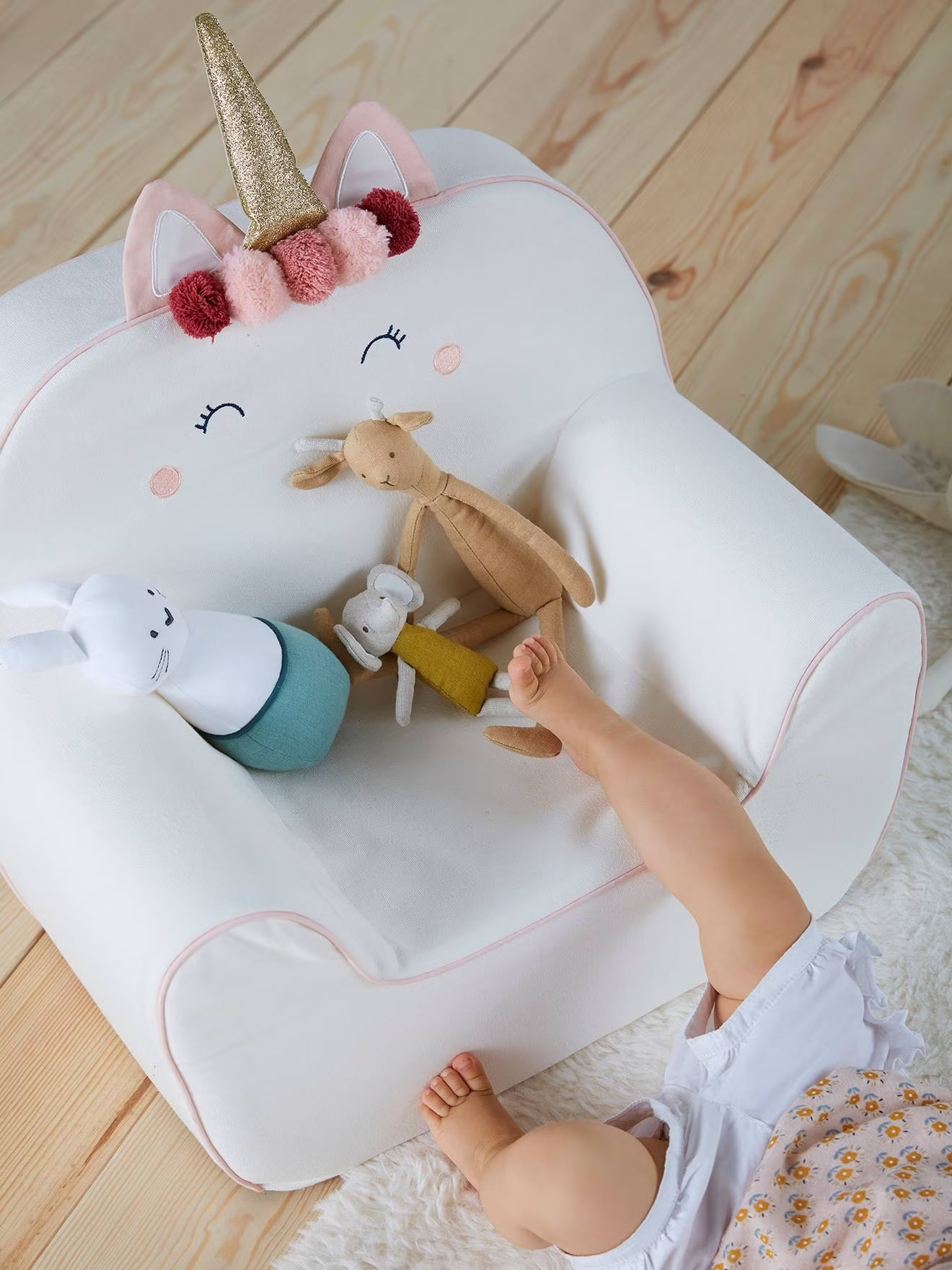Fauteuil en mousse personnalisable licorne, blanc