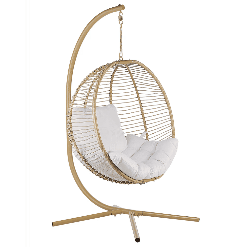 Fauteuil suspendu avec support métal beige, Arco