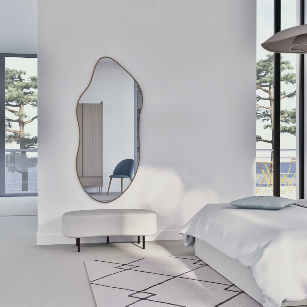 grand miroir organique en acier doré collection 2026 Maison du Monde