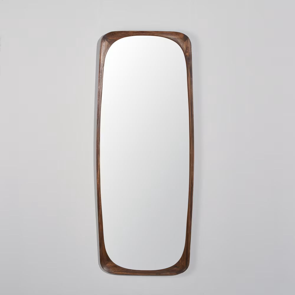 Grand miroir rectangulaire en bois de paulownia